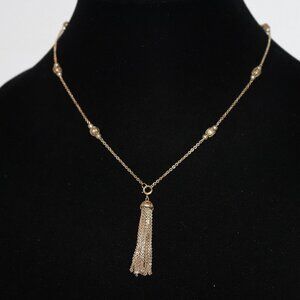 ✨ Beautiful Vintage Gold Necklace with Pearls and Tassel · 16" ✨